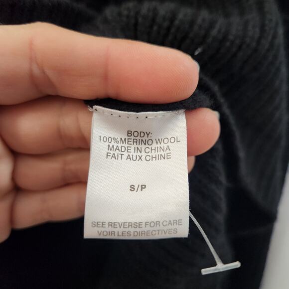 CAMI NYC Wool Cold Shoulders Sweater S Black Puff Sleeves Cozy Fall Designer - Picture 5 of 8